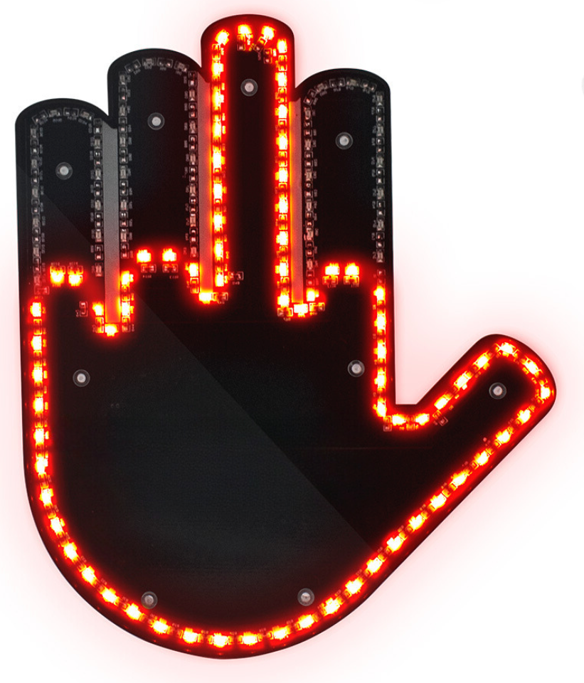 Car Finger Light LED Middle Finger Sign 3 Gestures Car Interior Light to  Express